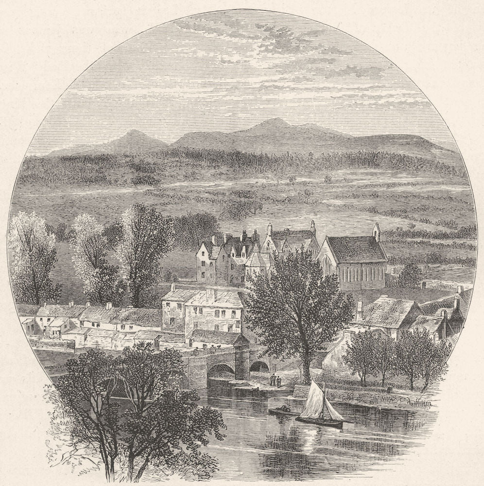 WALES. The Usk at Brecknock 1901 old antique vintage print picture